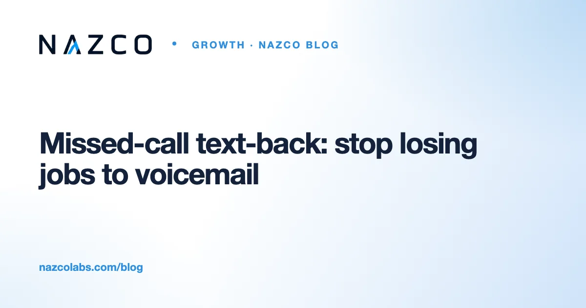 Missed-call text-back: stop losing jobs to voicemail